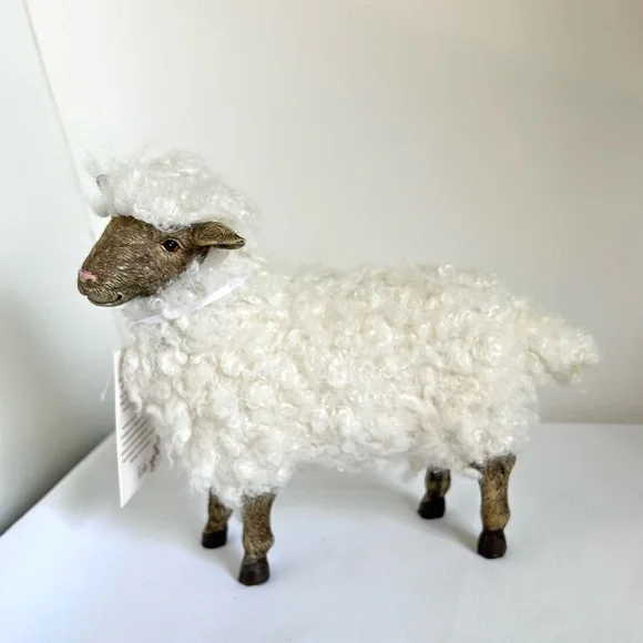 Charming White Sheep Figurine Farmhouse By Rachel Ashwell - Picture 6 of 10